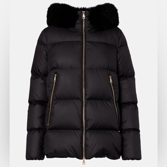 Moncler Jackets & Blazers - NEW: Moncler Laichefur Hooded Fur-Trimmed Short Down Jacket Size 1 (US 4-6)